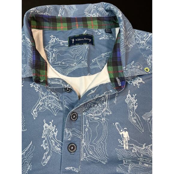 William‎ Murray “Murray Bay” Men’s Plaid collared Blue Golf Polo Size Med - Picture 6 of 7